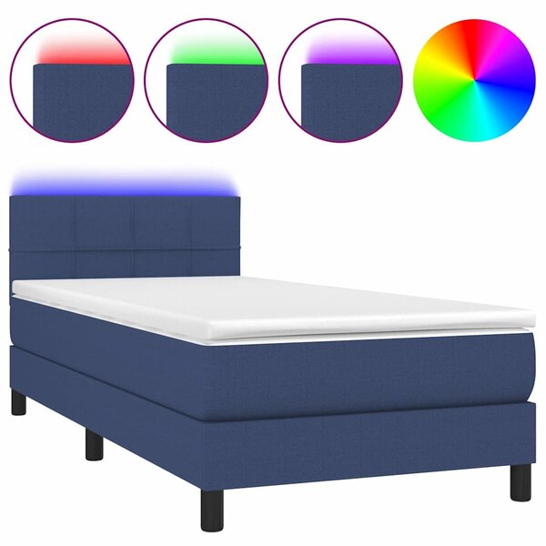Box spring postel s matrací a LED modrá 80 x 200 cm textil 3133115