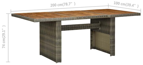 Zahradní stůl hnědý polyratan a masivní akáciové dřevo 313314
