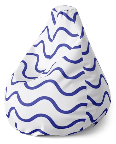 Sablio Sedací vak Pear Modré vlnky - 70 x 95 x 15 cm