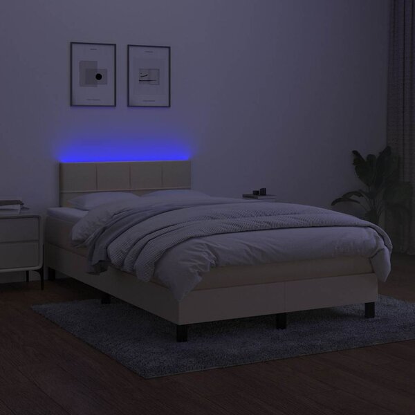 Box spring postel s matrací a LED krémová 120 x 200 cm textil 3133146