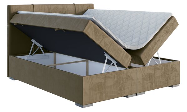 Boxspring postel 140 cm Gal (tmavě béžová) (s matrací a úl. prostorem)