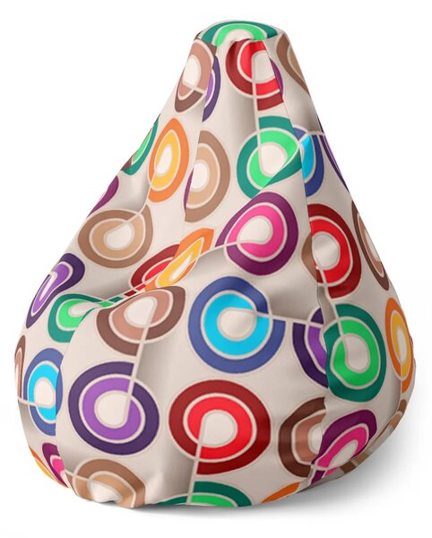 Sablio Sedací vak Pear Barevné spirály - 70 x 95 x 15 cm