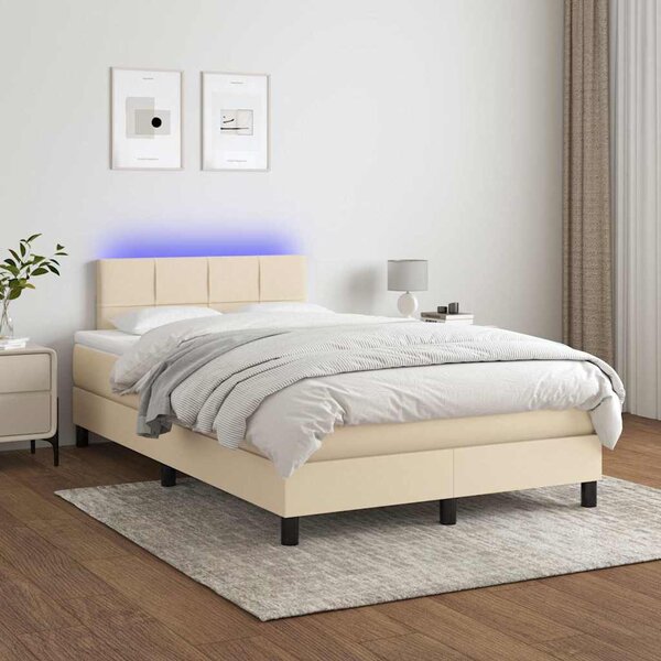 Box spring postel s matrací a LED krémová 120 x 200 cm textil 3133146