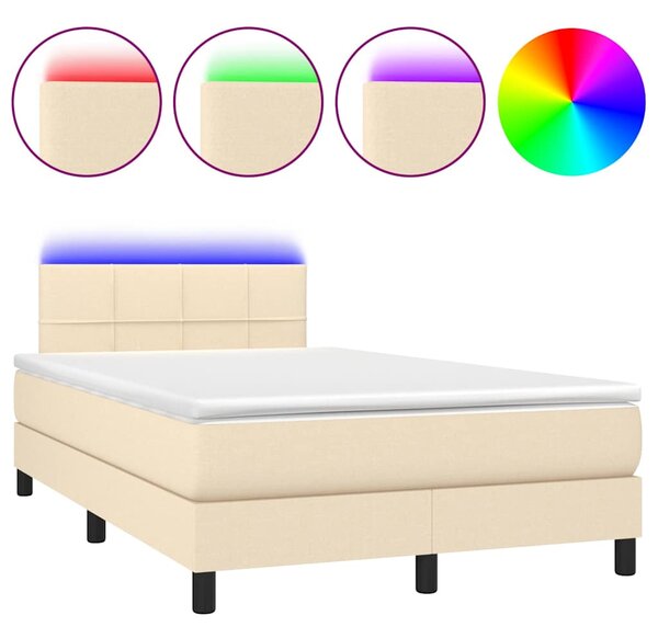 Box spring postel s matrací a LED krémová 120 x 200 cm textil 3133146