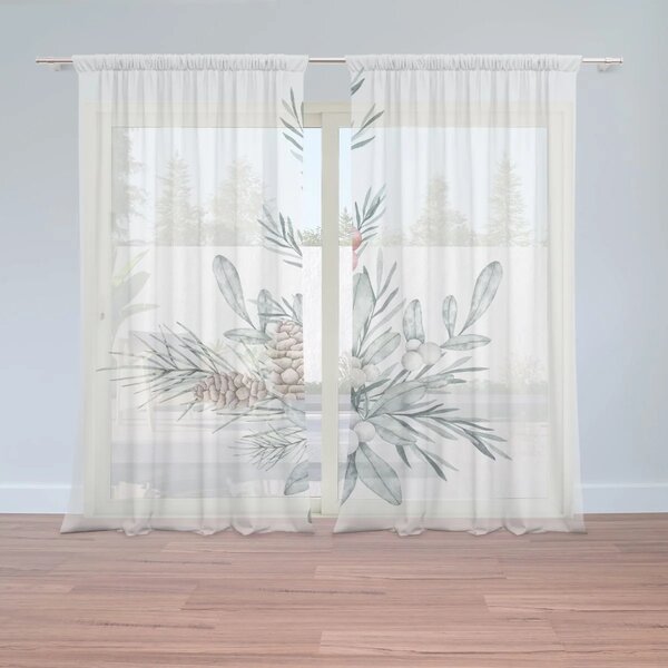 Sablio Vánoční záclony Zimní kytice: 2ks 150x250cm