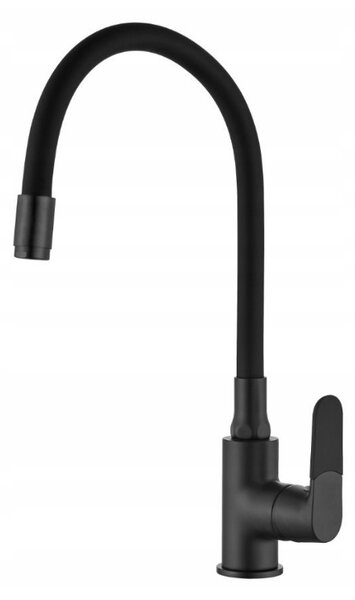 Invena Tesalia, 1-komorový granitový dřez 440x400x160 mm a dřezová baterie Joga Plus, černá skvrnitá, INV-AZ-01-041-SET