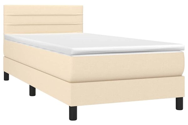 Box spring postel s matrací a LED krémová 80 x 200 cm textil 3133194