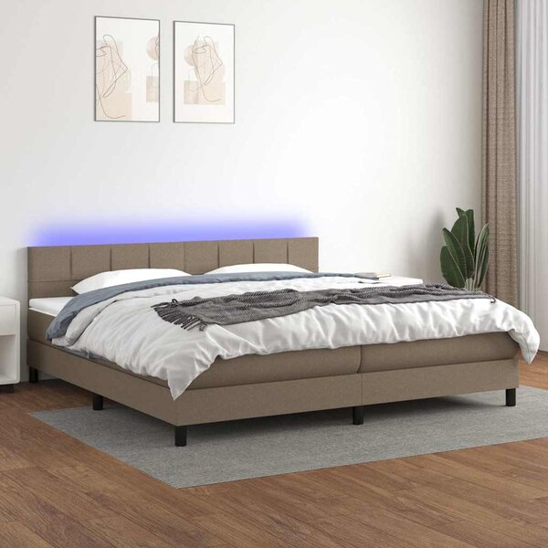 Box spring postel s matrací a LED taupe 200x200 cm textil 3133185