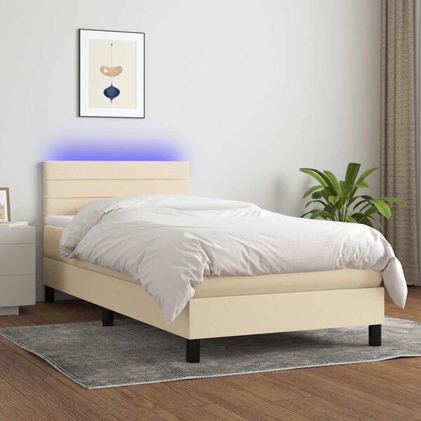 Box spring postel s matrací a LED krémová 80 x 200 cm textil 3133194