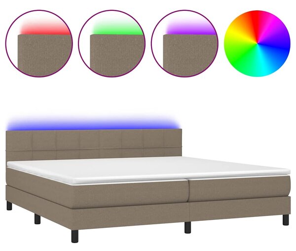 Box spring postel s matrací a LED taupe 200x200 cm textil 3133185