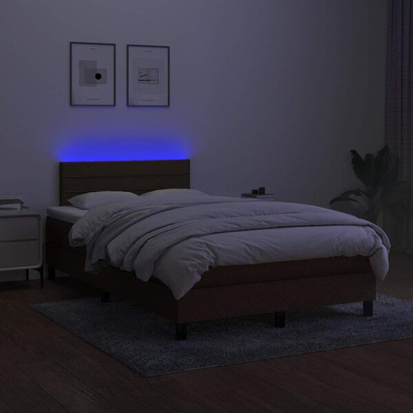 Box spring postel s matrací a LED tmavě hnědá 120x200 cm textil 3133224