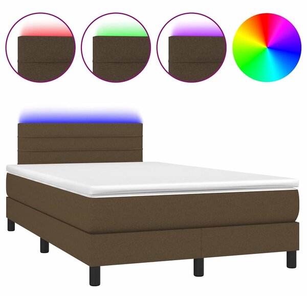 Box spring postel s matrací a LED tmavě hnědá 120x200 cm textil 3133224