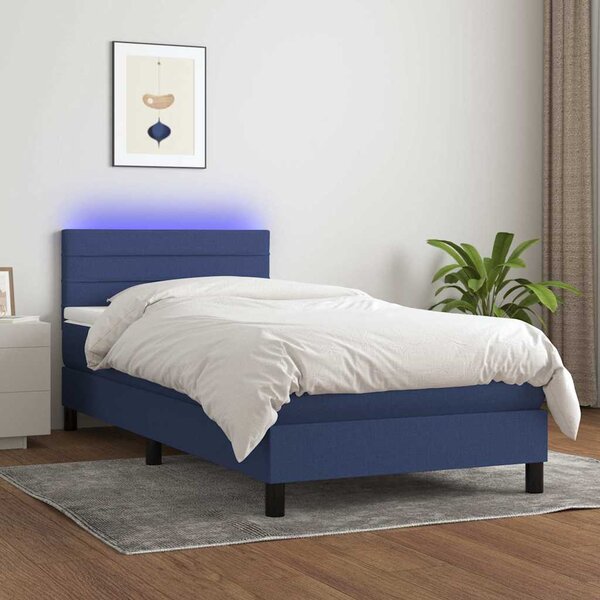 Box spring postel s matrací a LED modrá 80 x 200 cm textil 3133195