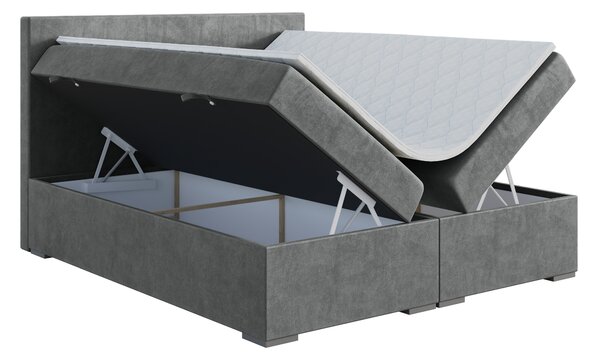 Boxspring postel 140 cm Lemmy (beton) (s matrací a úl. prostorem)