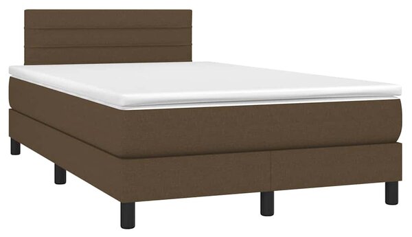 Box spring postel s matrací a LED tmavě hnědá 120x200 cm textil 3133224