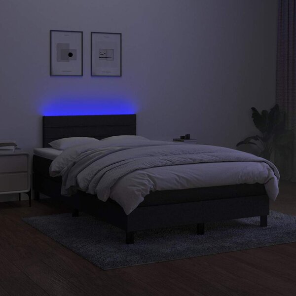 Box spring postel s matrací a LED černá 120 x 200 cm textil 3133223