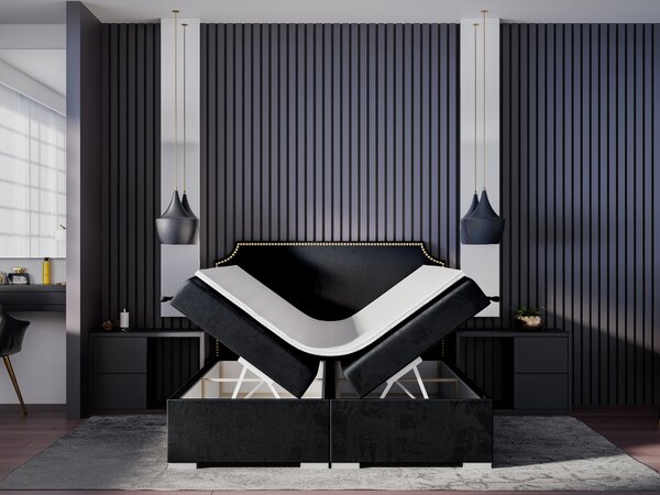 Boxspring postel 140 cm Lupin (černá) (s matrací a úl. prostorem)