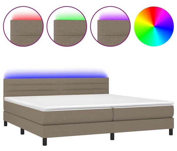 Box spring postel s matrací a LED taupe 200x200 cm textil 3133265