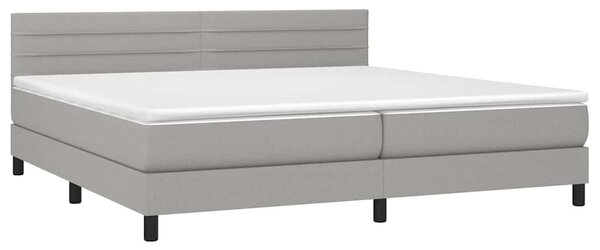 Box spring postel s matrací a LED světle šedá 200x200 cm textil 3133261