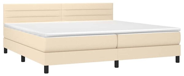 Box spring postel s matrací a LED krémová 200x200 cm textil 3133266