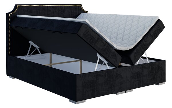 Boxspring postel 140 cm Lupin (černá) (s matrací a úl. prostorem)