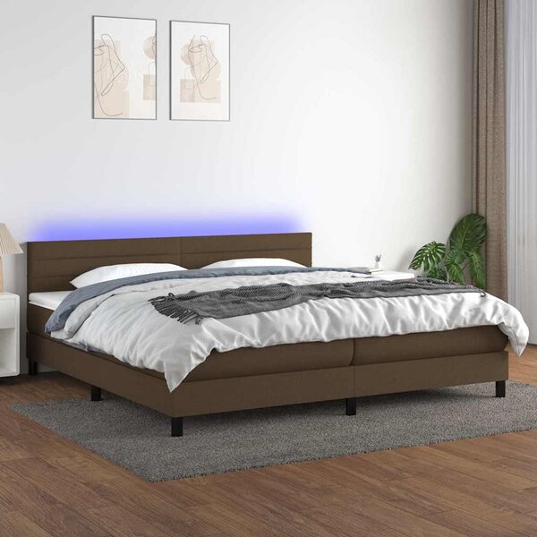 Box spring postel s matrací a LED tmavě hnědá 200x200 cm textil 3133264