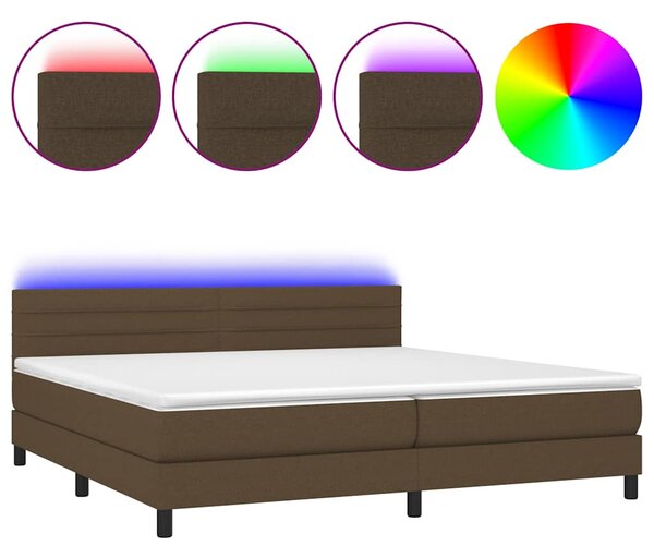 Box spring postel s matrací a LED tmavě hnědá 200x200 cm textil 3133264