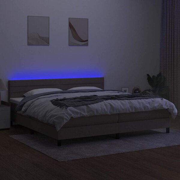 Box spring postel s matrací a LED taupe 200x200 cm textil 3133265