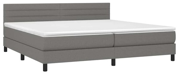 Box spring postel s matrací a LED tmavě šedá 200x200 cm textil 3133262