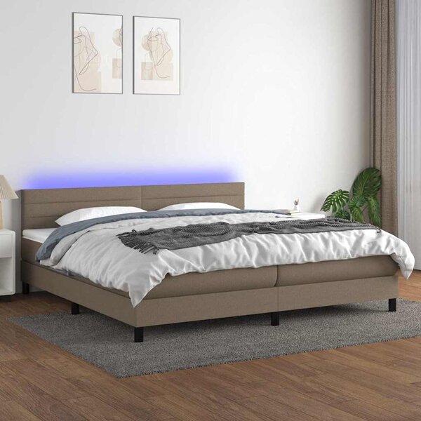 Box spring postel s matrací a LED taupe 200x200 cm textil 3133265