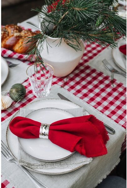 Lněný ubrus 140x140 cm Red Gingham – Linen Tales