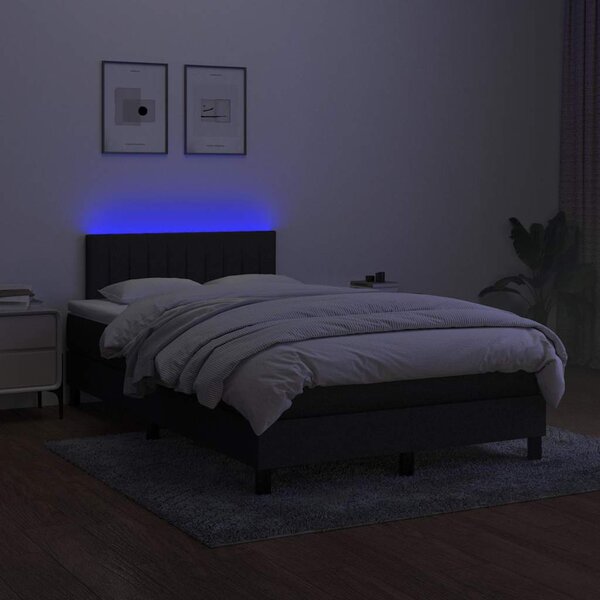 Box spring postel s matrací a LED černá 120 x 200 cm textil 3133303