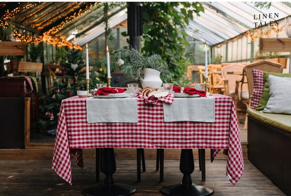 Lněný ubrus 140x140 cm Red Gingham – Linen Tales