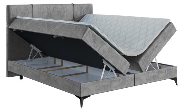 Boxspring postel 140 cm Nivela (beton) (s matrací a úl. prostorem)