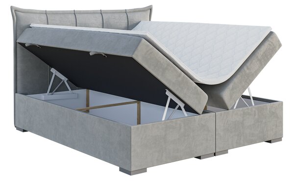 Boxspring postel 140 cm Mirage (světle šedá) (s matrací a úl. prostorem)