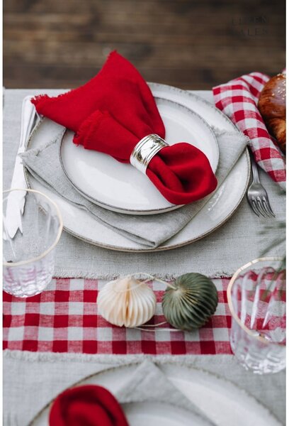Lněný ubrus 140x140 cm Red Gingham – Linen Tales