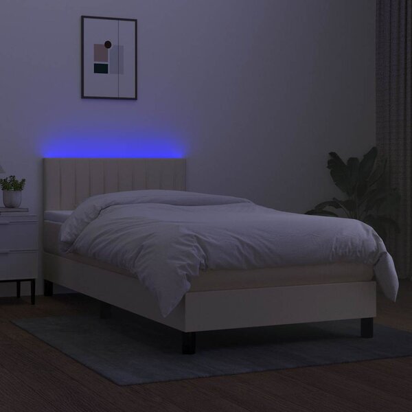 Box spring postel s matrací a LED krémová 80 x 200 cm textil 3133274