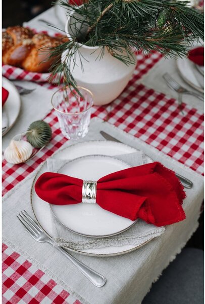 Lněný ubrus 140x140 cm Red Gingham – Linen Tales