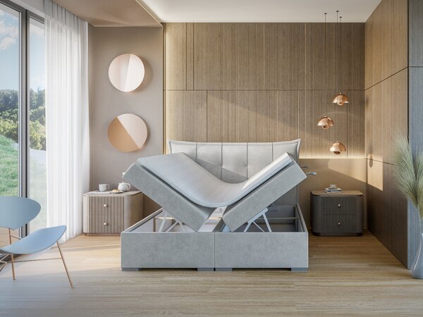Boxspring postel 140 cm Mirage (světle šedá) (s matrací a úl. prostorem)
