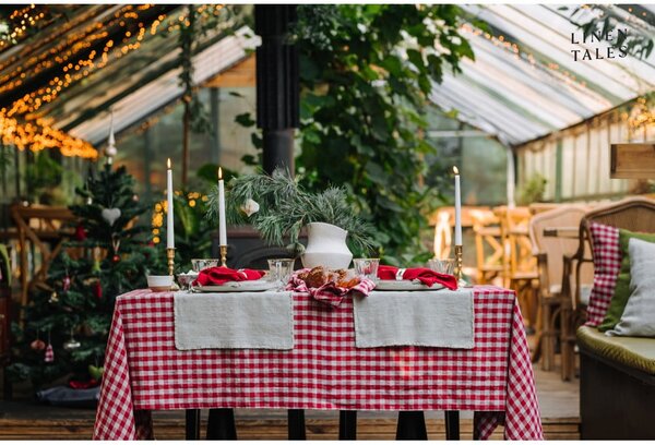 Lněný ubrus 140x140 cm Red Gingham – Linen Tales