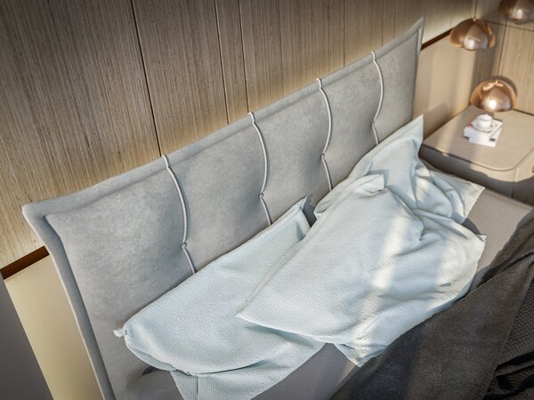 Boxspring postel 140 cm Mirage (světle šedá) (s matrací a úl. prostorem)