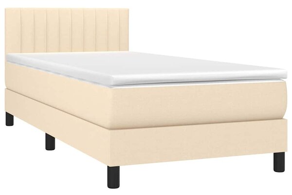 Box spring postel s matrací a LED krémová 80 x 200 cm textil 3133274