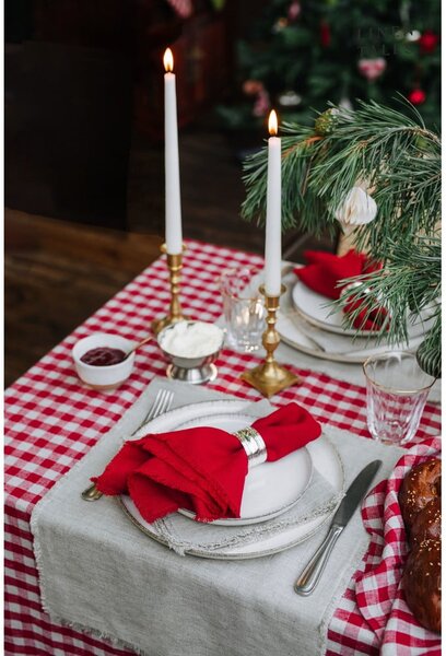 Lněný ubrus 140x140 cm Red Gingham – Linen Tales