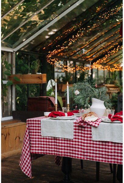 Červené látkové podtácky v sadě 4 ks Red Gingham – Linen Tales