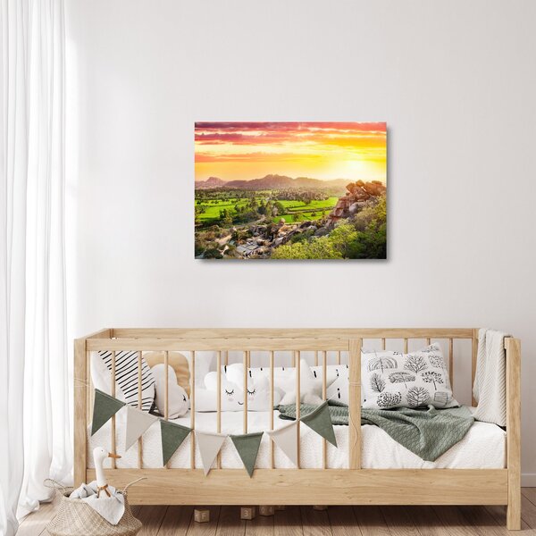 Skleněný obraz Hampi údolí v Indii (70x50 cm)