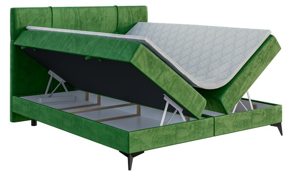 Jednolůžková boxspring postel 120 cm Nivela (zelená) (s matrací a úl. prostorem)