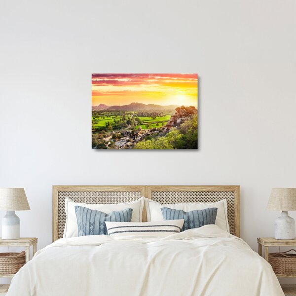 Skleněný obraz Hampi údolí v Indii (70x50 cm)