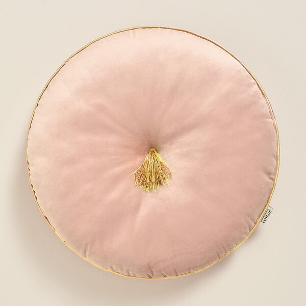 Room99 Dekorační polštář Kulatý s třásní Allure 45 cm Velvet Barva: Světle růžová