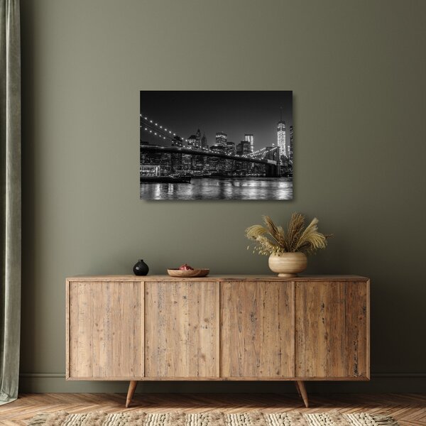 Skleněný obraz Brooklyn mostu v New Yorku (70x50 cm)