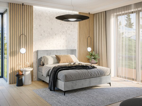 Boxspring postel 160 cm Ricky (šedá) (s matrací a úl. prostorem)